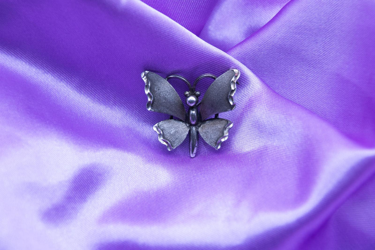 Broche Ancienne Papillon En Argent Massif 850/1000 - Bijou Vintage - Occasion