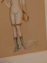 Charger l'image dans la galerie, Marguerite Johannel dessinatrice Suisse Genevoise ,Aquarele sujet tenue légère à la belle époque, daté 1920