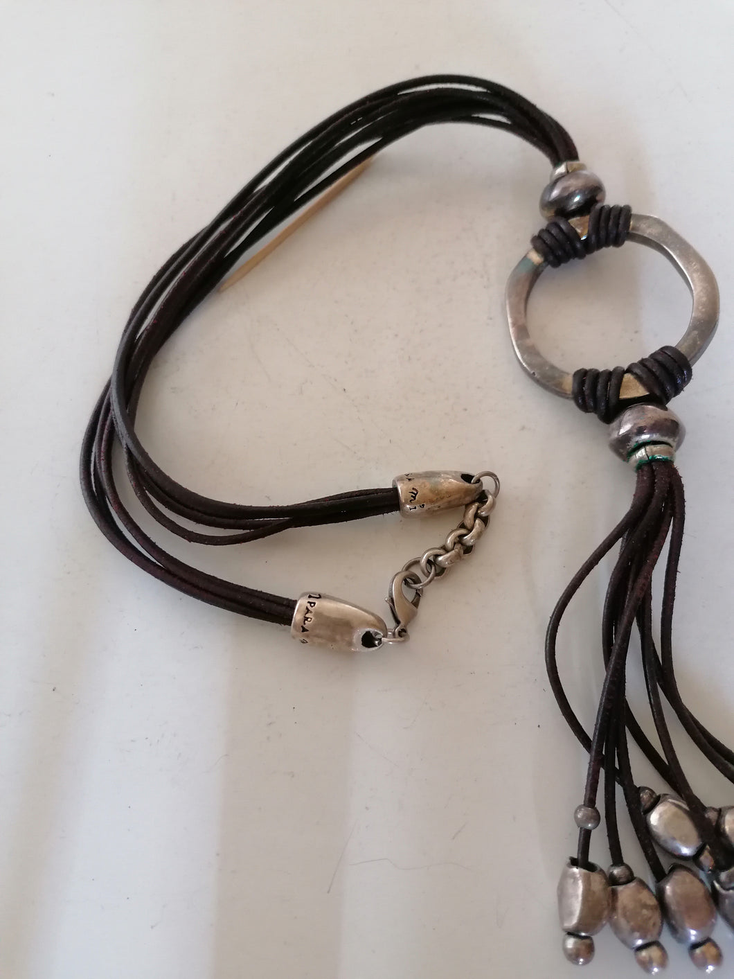 1 para mi  collier cuir et métal argenté