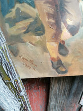 Charger l&#39;image dans la galerie, Huile sur panneau homme et enfant montagnard  signé et daté, Perrin 1936 d&#39;après F Rouge
