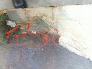 Jolie portrait de femme, peinture à l'huile sur panneau de chêne, signature à identifier. Travail début XXème