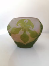 Charger l&#39;image dans la galerie, Vase gallé authentique, en pâte de verre décors plante. Début XXème signé.

