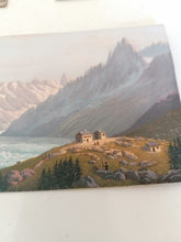 Charger l&#39;image dans la galerie, Lot de 5 gouaches peinte à la main, sujet montagne fin XIXe avec leurs glaciers. Contient deux format panoramique
