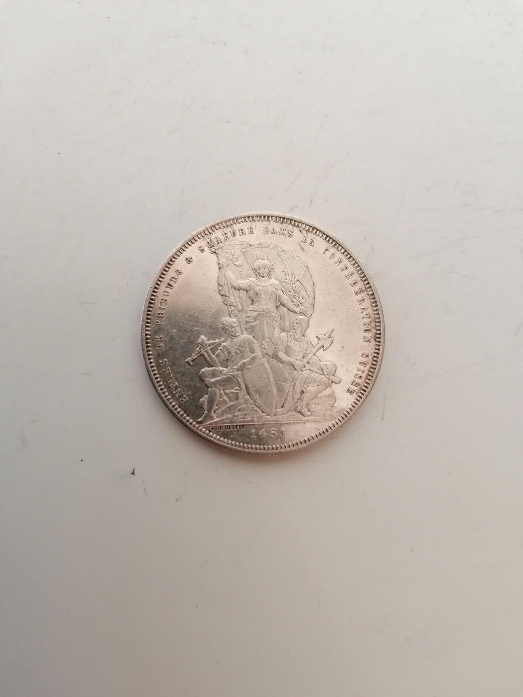 Tie fédéral de Fribourg 1881, médaille commémoratives en argent ttb