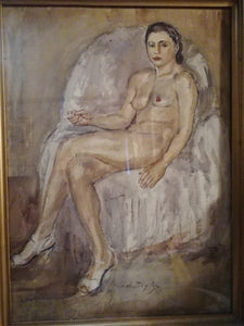 Charles Ziegler aquarelle femme nu, signé en bas à droite.