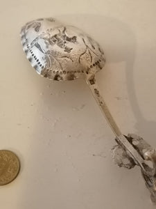 Cuillière de collection dite de singe pour funéraille  hollandaise fin XIXème, argent massif.