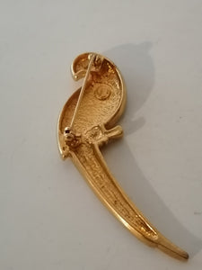 Broche perroquet doré, bijoux fantaisie.