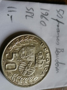 50F belge Baudoin 1960 argent spl