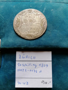Zurich monnaie cantonal 10 Schilling 1809 argent