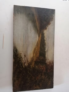 Huile sur carton, paysage de campagne fin XIXème signé et daté JS 94