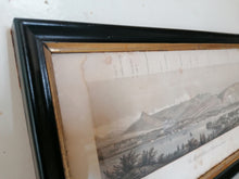 Charger l&#39;image dans la galerie, Lithographie vue panoramique du Mont Blanc et de Genève avec note d&#39;orientation.
