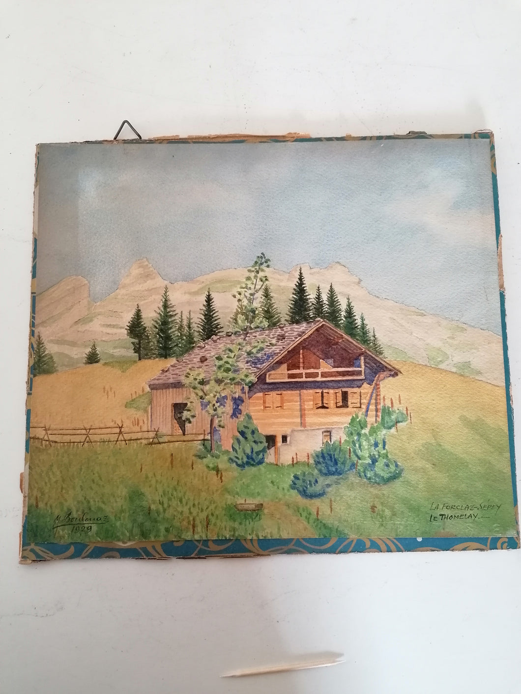 Aquarelle Marcel Boulenaz daté 1929 chalet  à la Forclaz