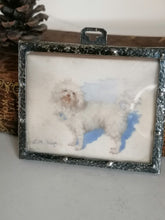Charger l&#39;image dans la galerie, Portait miniature de Maurice le chien , peint À la main avec cadre en argent 1930.
