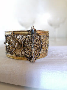 Bracelet filigrane argent doré, poinçons Tunisie début XXème