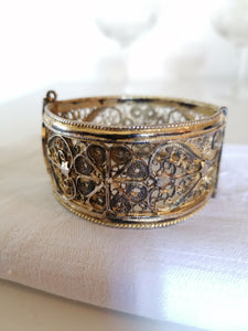 Bracelet filigrane argent doré, poinçons Tunisie début XXème