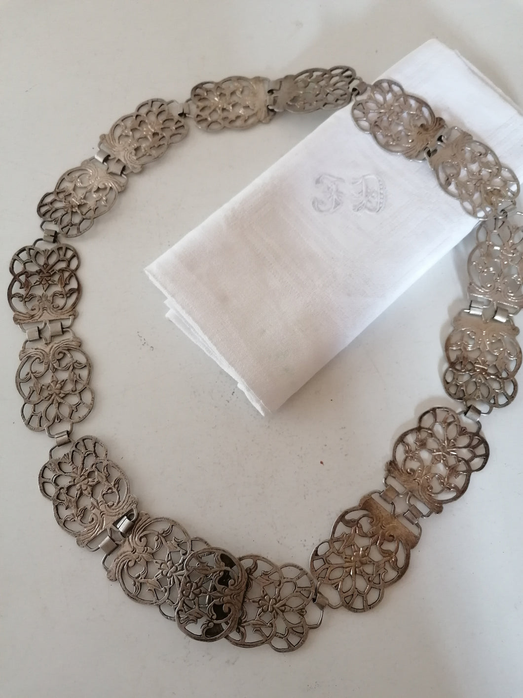 Ceinture en argent bas titre , Malaisie fin XIXème début XXème