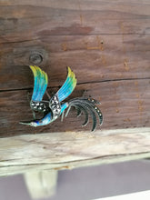 Charger l&#39;image dans la galerie, Broche oiseau en argent émail et marcassite. Quelques manque
