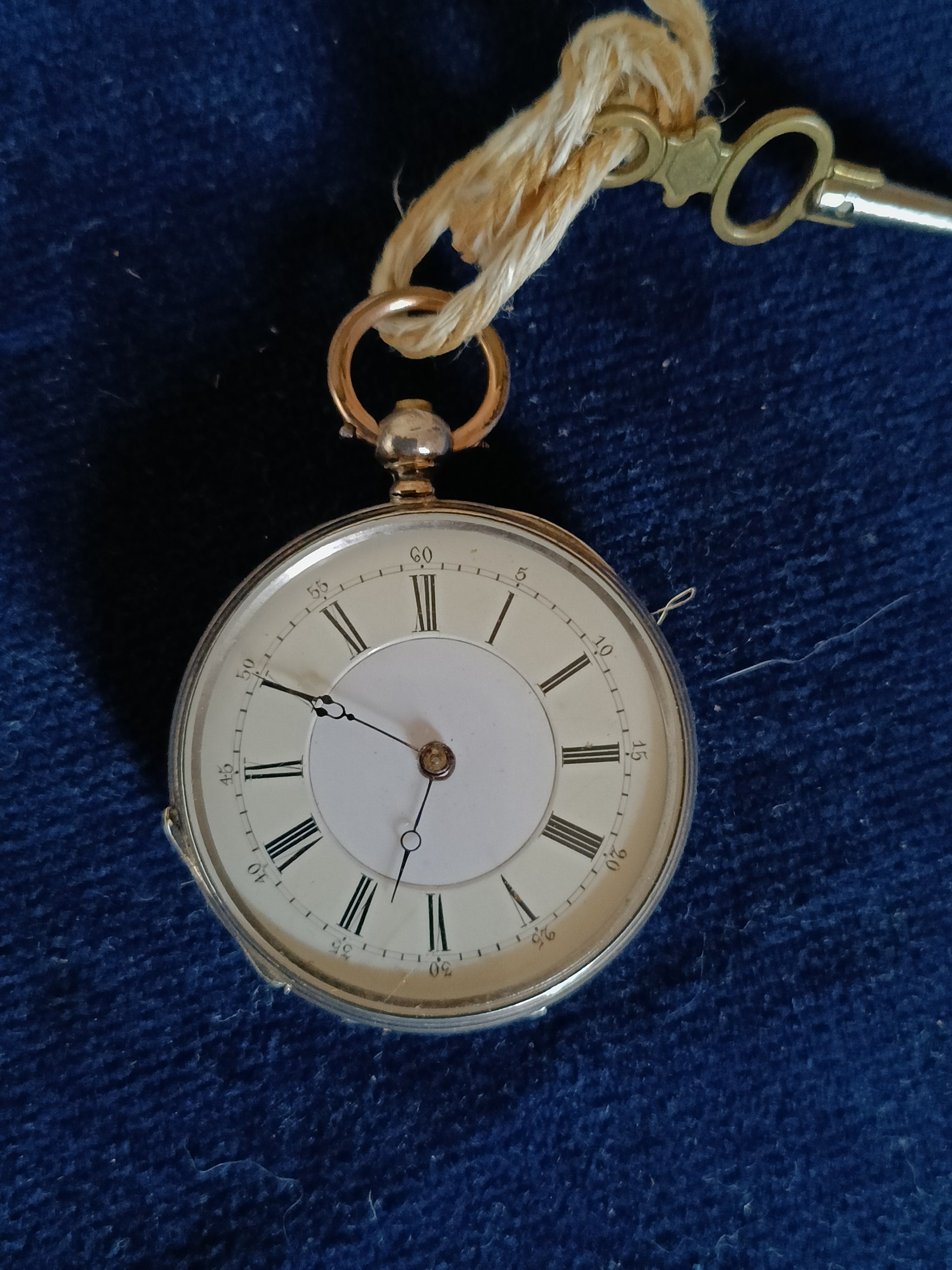 Montre De Poche Ancienne à Clé - Boîtier Argenté, échappement Cylindre - France, Bon état Vintage