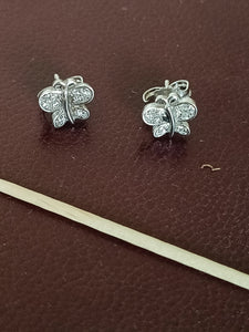Paire de petit clou d'oreille papillon en argent doré