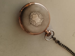 Montre de poche (homme) boîtier en argent massif et doré. Première moitiée Xxème travail Suisse