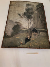 Charger l&#39;image dans la galerie, La dame au fleurs des champs, huile sur bois , début XIXè non signée.
