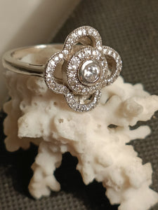 Bague marquise argent sertie cristaux