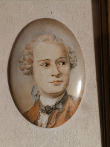 Jean d'Alembert portrait médaillon, peinture sur porcelaine.