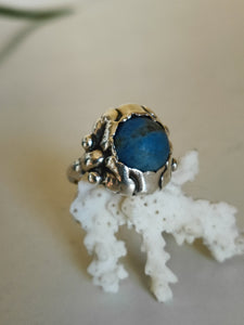 Georg Jensen rare bague argent et pierre lapiz lazuli cabochon. Modèle 11A,  vers 1960.