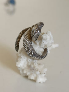 Bague serpent en argent, travail artisanal fait main