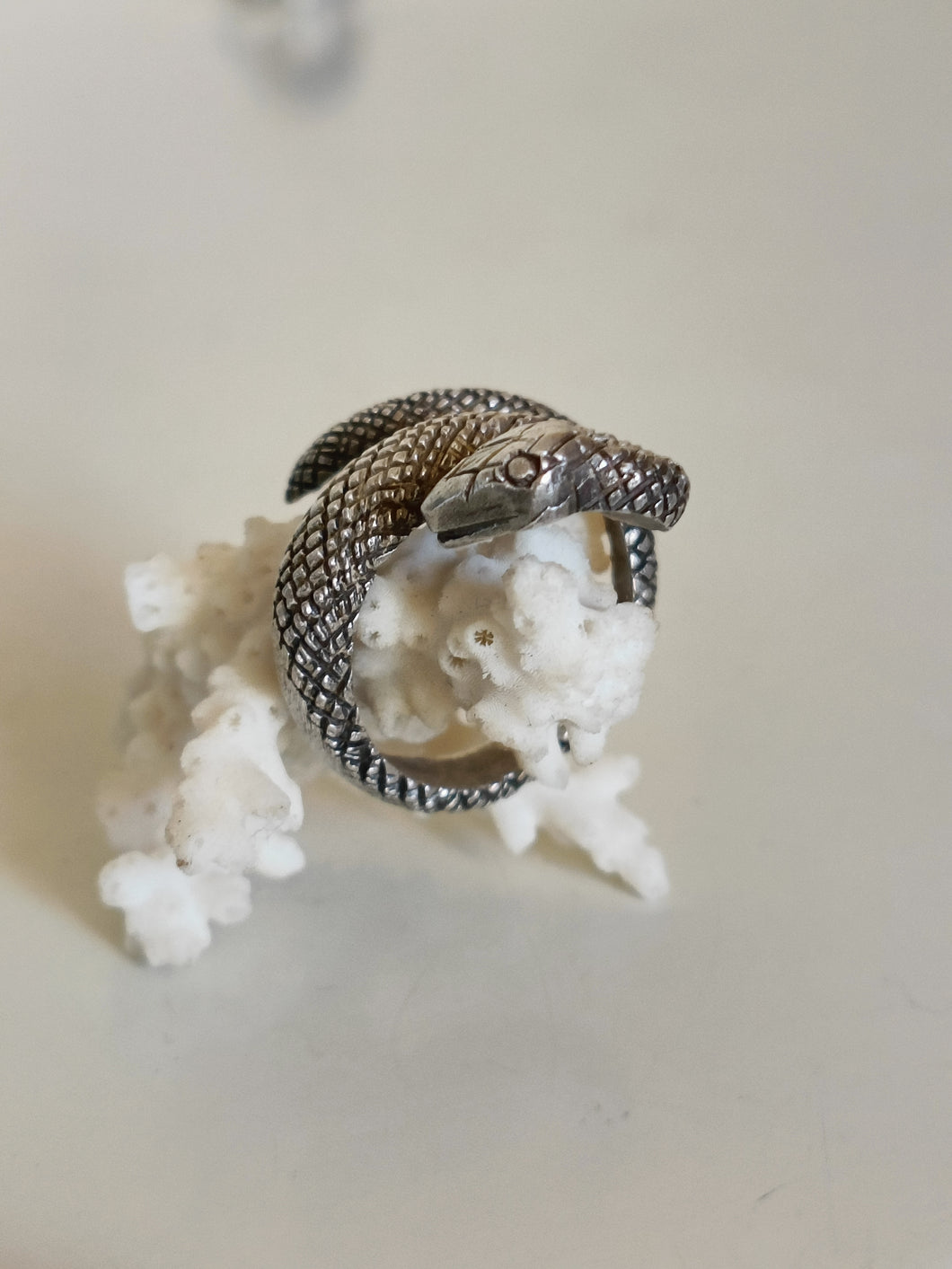 Bague serpent en argent, travail artisanal fait main