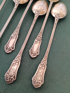 Rare série de 6 cuillère Mazagran ou dite soda en argent massif Français orfèvre Ravinet D'enfert vers 1920.