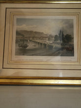 Charger l&#39;image dans la galerie, Gravure Genève pont du Mont-Blanc avec cadre doré par Ludwig ROHBOCK 1824-1893
