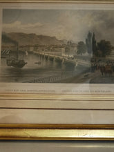 Charger l&#39;image dans la galerie, Gravure Genève pont du Mont-Blanc avec cadre doré par Ludwig ROHBOCK 1824-1893
