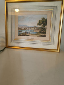 Lithographie vue de Genève à la fin du XIXÈME par Bocler d'Albe . Avec cadre doré .