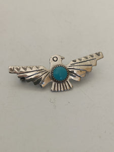 Broche aigle en argent et turquoise, Amérique du Nord probablement Navarro milieu XXÈME