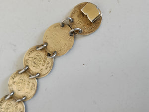 Bracelet monnaie Napoléon III 20 centimes de l'empire doré et monté . Jolie travail