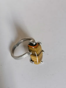Bague étain et œil de tigre 