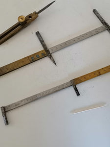 Ancien outils de mesure fait main laiton et acier