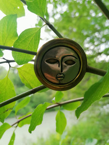 Broche et pendentif vintage,  visage en argent massif.
