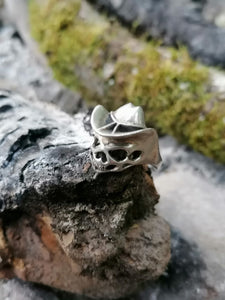 Bague en argent tête de mort cowboy, grande taille. Poinçons maître JLO
