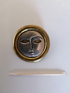 Broche et pendentif vintage,  visage en argent massif.