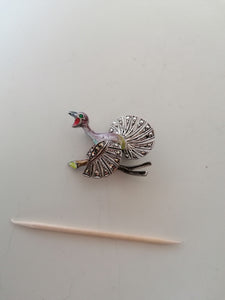 Broche paon en argent émailée