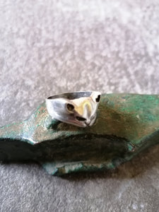 Bague tête de chat en argent massif,