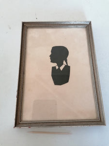 Paire de silhouette taillé, portrait jeune femme.avec cadre, milieu XXème