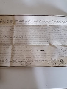 Ancienne act notarial Vaudois de l'achat d'une vigne. En l'an 1797