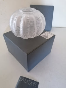 Lalique vase en cristal dépoli, modèle halloween. Avec son coffret d'origine en parfait état. 