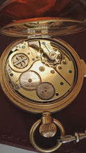 Charger et lire la vidéo dans la visionneuse de la Galerie, Montre de poche savonnette homme  en métal doré . Mouvement à Carillon répétition heur, demi , et quart
