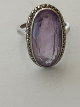 Charger l&#39;image dans la galerie, Bague argent et améthyste et Marcassite début XX en argent . Poinçon français Minerve
