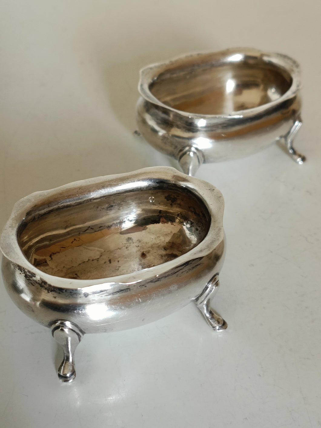 Paire de salière anglaise en argent Sterling 0,925