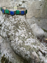 Charger l&#39;image dans la galerie, Bracelet en argent massif (0,950) pierre de malachite et Lapis lazuli. Extra européen
